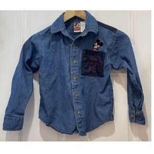 Disney Mickey’s Stuff for Kids Blue Long Sleeve Button Down Shirt Boys Size 7